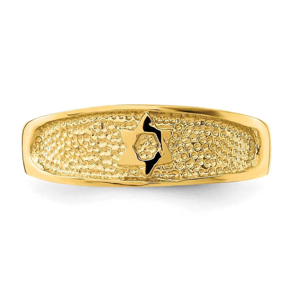 14K Gelbgold Davidstern-Zehenring, poliert und texturiert