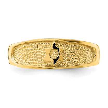 14K Gelbgold Davidstern-Zehenring, poliert und texturiert