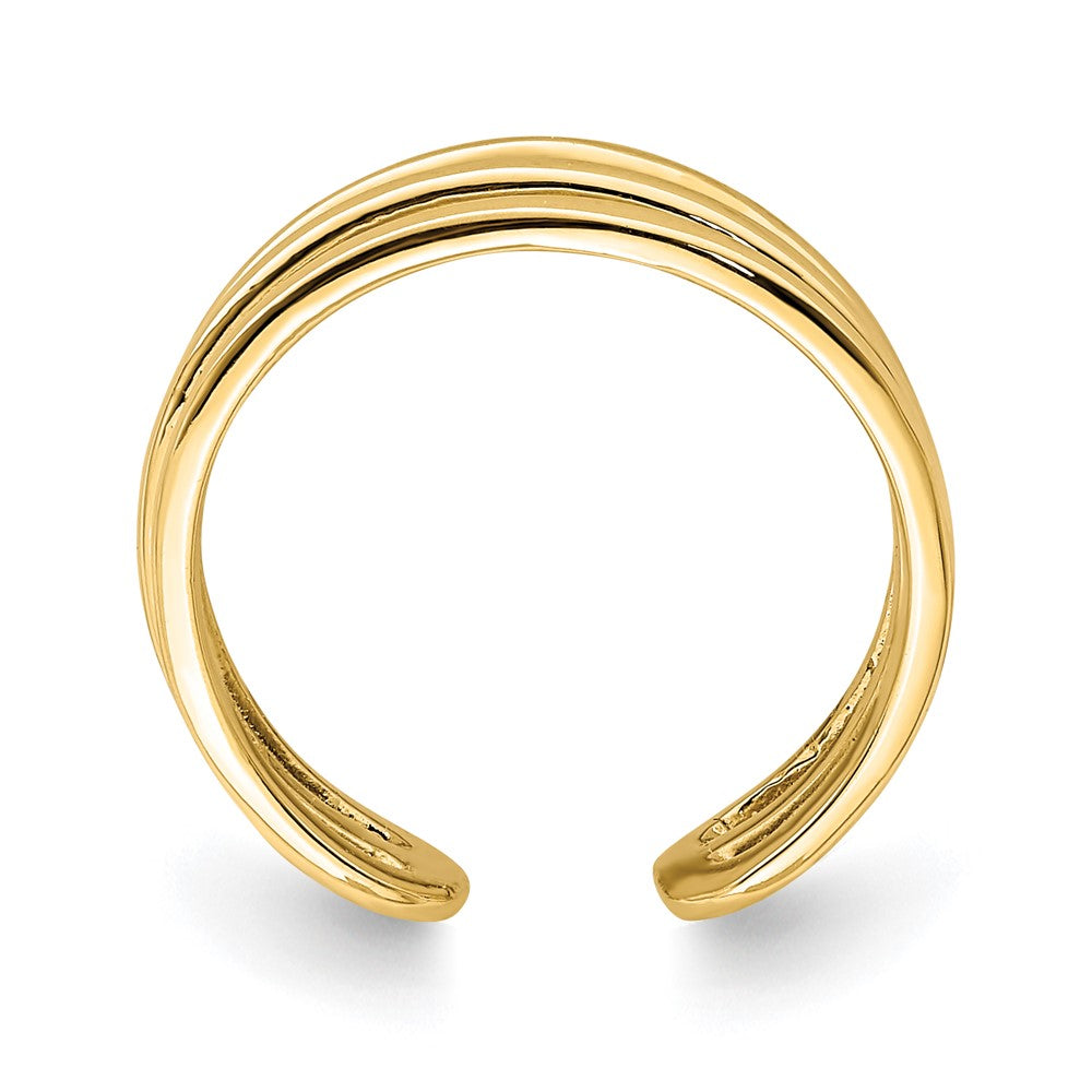 14K Gelbgold poliert Zehenring mit 3 Reihen