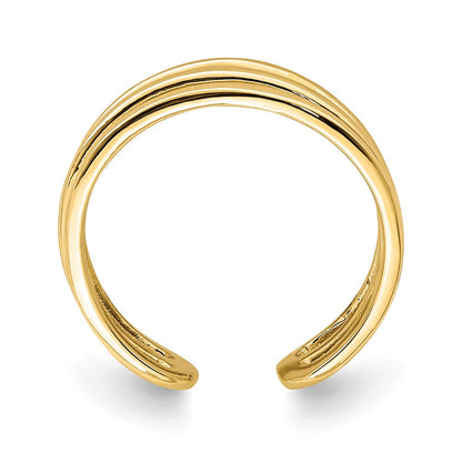 14K Gelbgold poliert Zehenring mit 3 Reihen