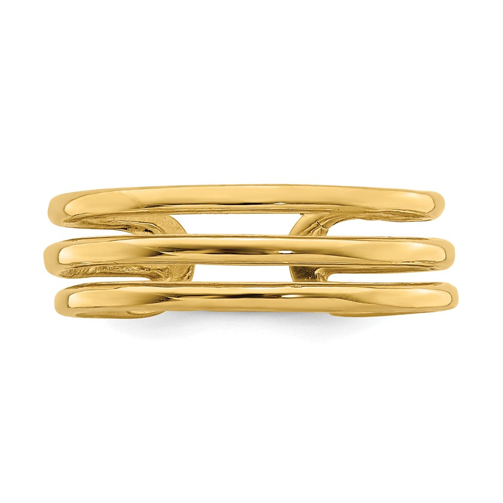 14K Gelbgold poliert Zehenring mit 3 Reihen