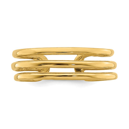 14K Gelbgold poliert Zehenring mit 3 Reihen
