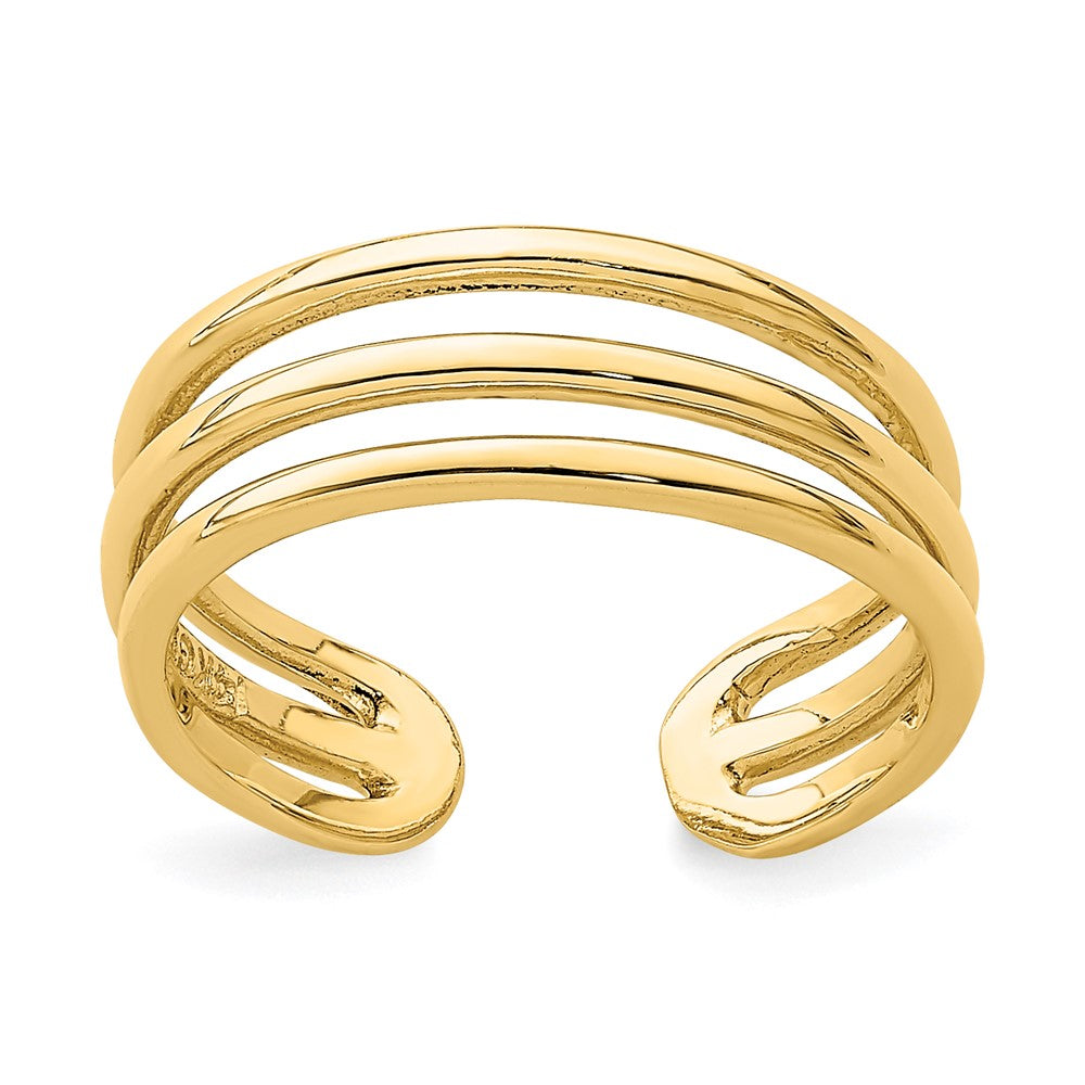 14K Gelbgold poliert Zehenring mit 3 Reihen