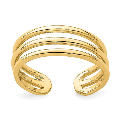 14K Gelbgold poliert Zehenring mit 3 Reihen