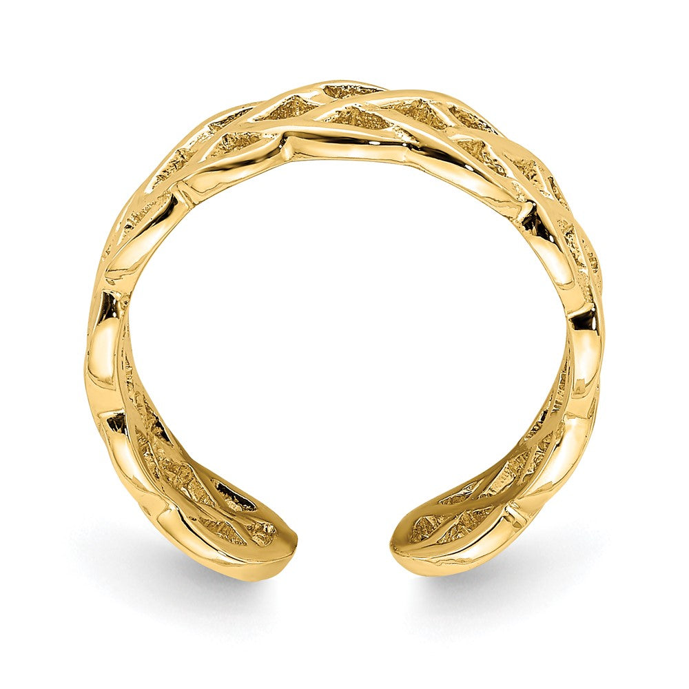 14K Gelbgold Ring mit Flechtdesign, poliert, für den Zeh