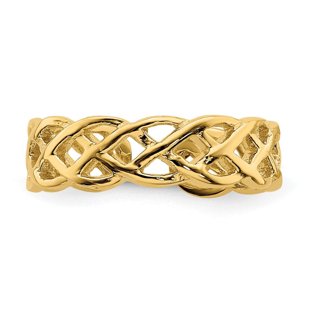 14K Gelbgold Ring mit Flechtdesign, poliert, für den Zeh