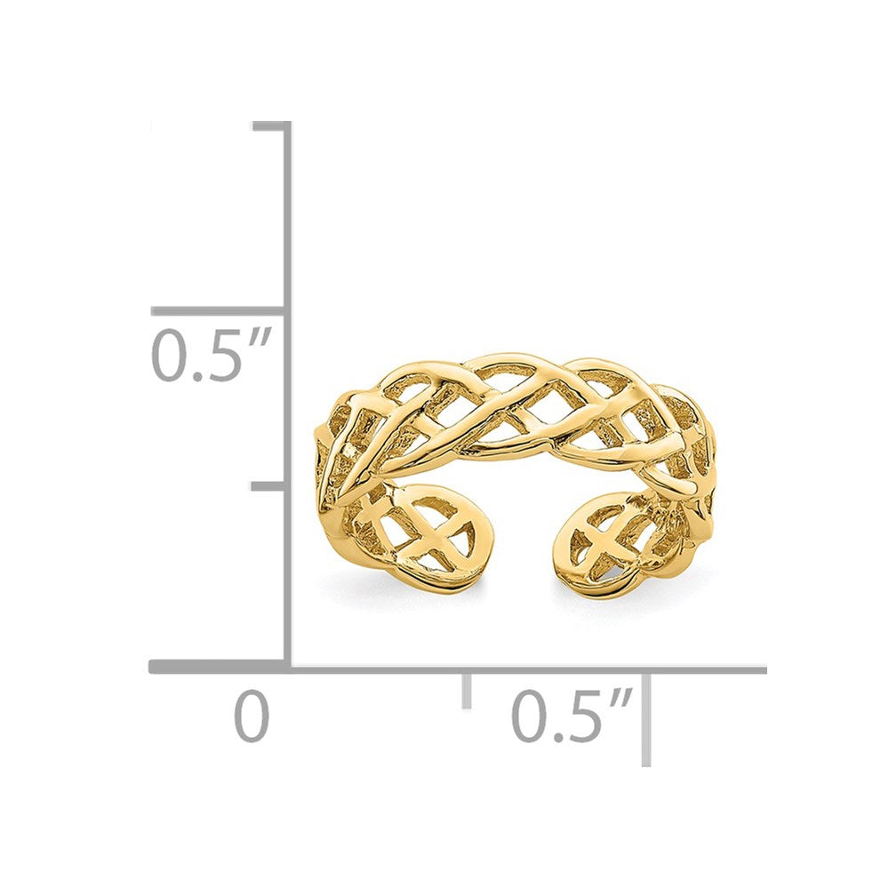 14K Gelbgold Ring mit Flechtdesign, poliert, für den Zeh