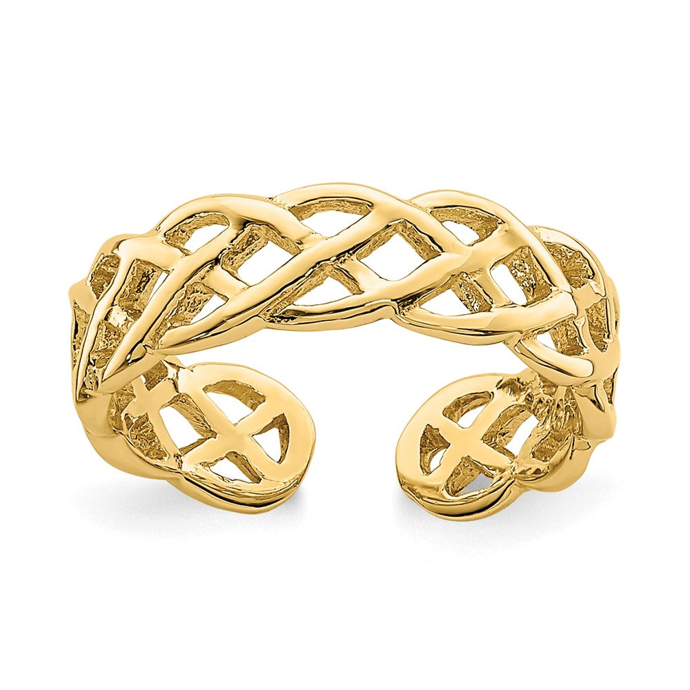 14K Gelbgold Ring mit Flechtdesign, poliert, für den Zeh