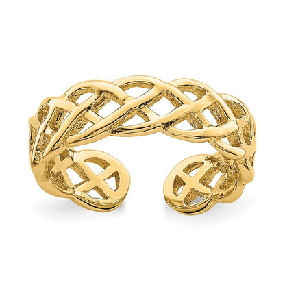 14K Gelbgold Ring mit Flechtdesign, poliert, für den Zeh
