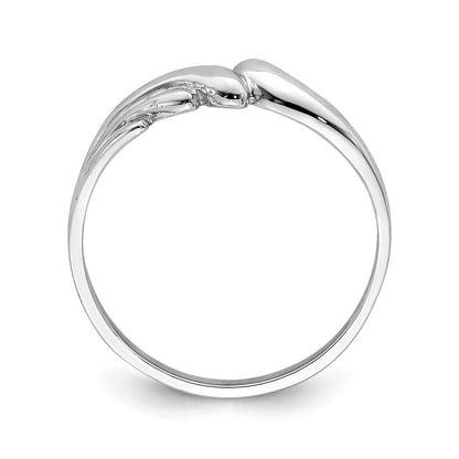 14K Weißgold Ring mit polierter Wellenstruktur