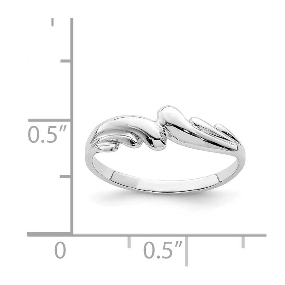 14K Weißgold Ring mit polierter Wellenstruktur