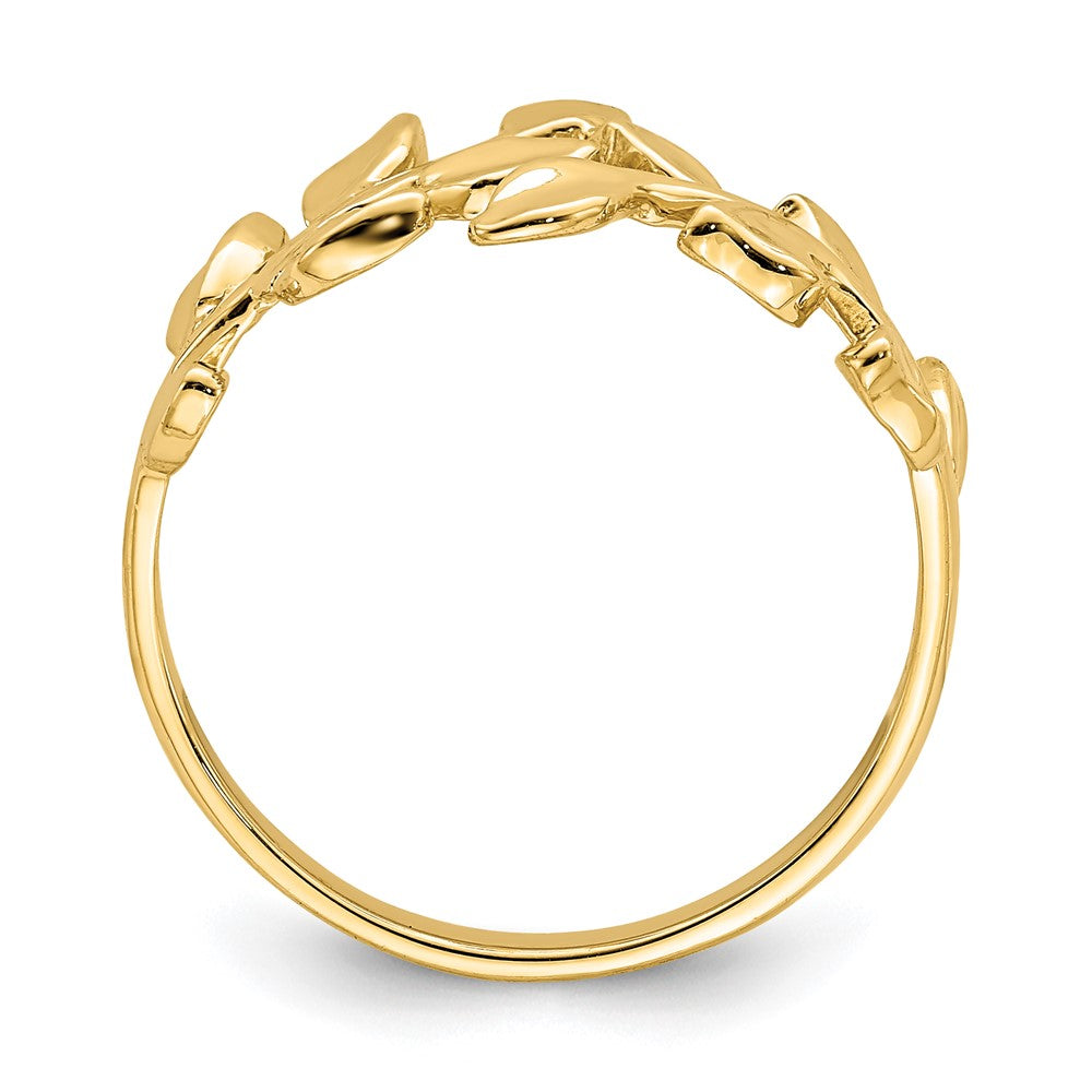 14K Gelbgold Ring mit poliertem Blattmotiv
