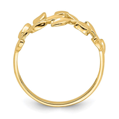 14K Gelbgold Ring mit poliertem Blattmotiv