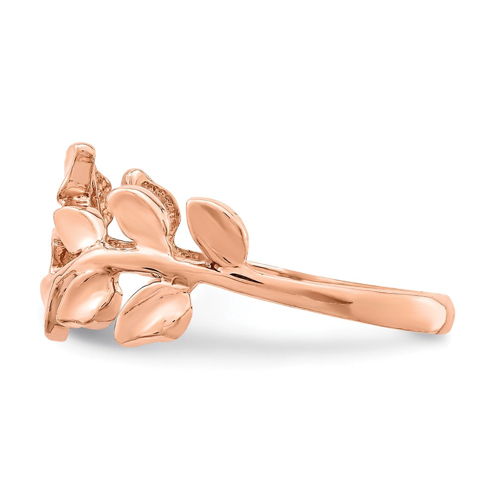 14K Roségold Ring mit Blattmotiv, poliert