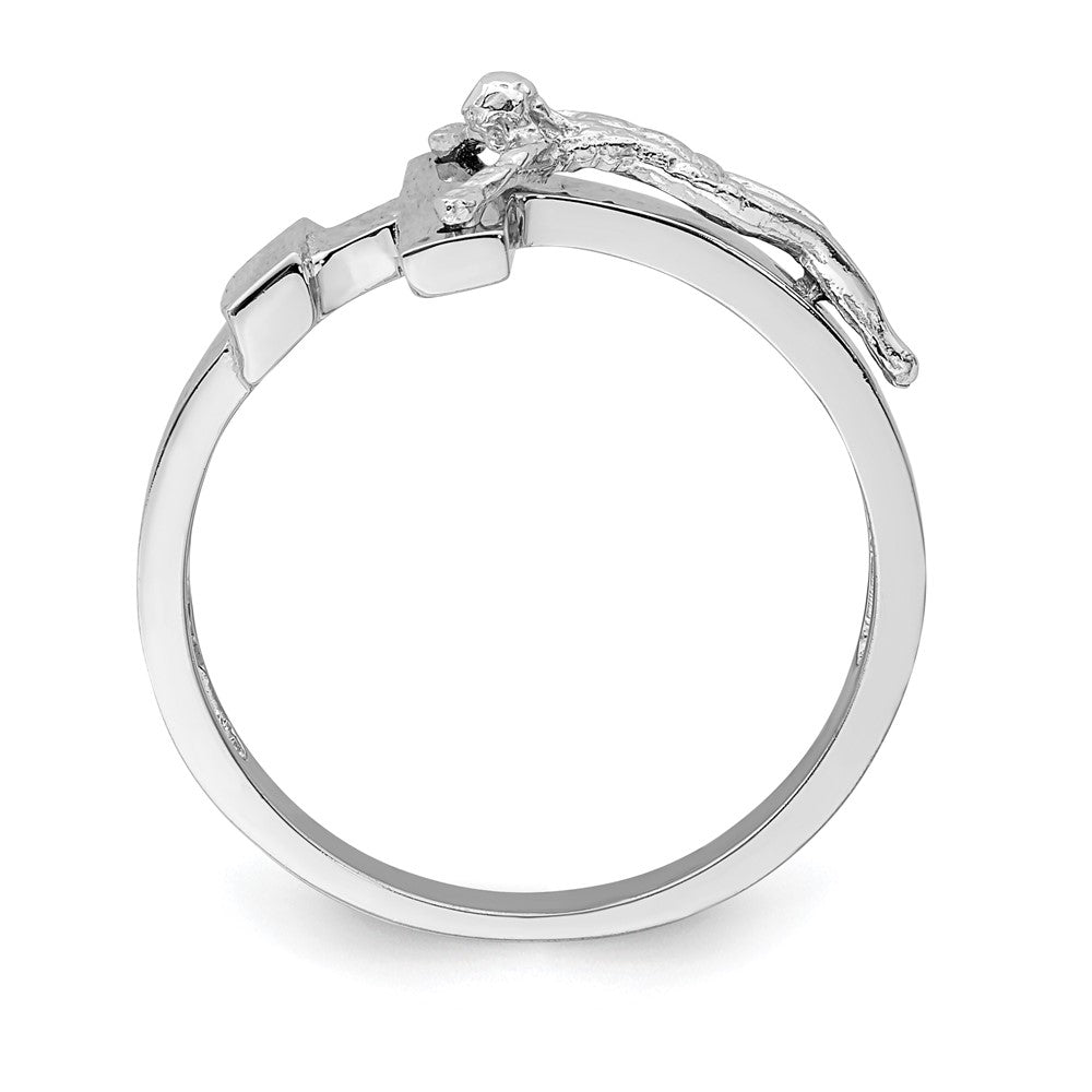 14K Weißgold Kruzifix-Ring mit INRI-Inschrift, poliert