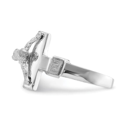 14K Weißgold Kruzifix-Ring mit INRI-Inschrift, poliert