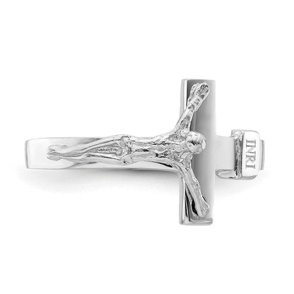 14K Weißgold Kruzifix-Ring mit INRI-Inschrift, poliert