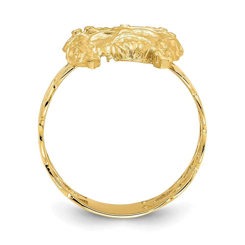14K Gelbgold Ring „Jesuskopf" gebürstet & poliert, diamantiert