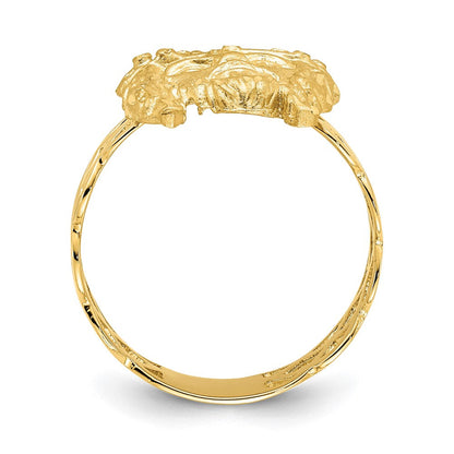 14K Gelbgold Ring „Jesuskopf" gebürstet & poliert, diamantiert
