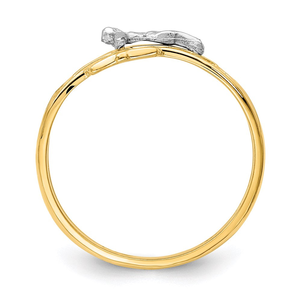 14K Bicolor-Gold Kruzifix-Ring, poliert