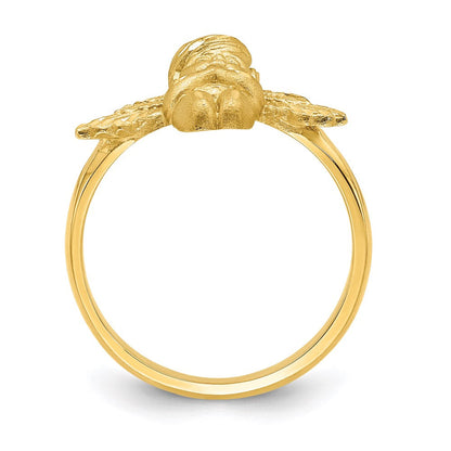 14K Gelbgold poliert & gebürstet diamantierter betender Engel Ring