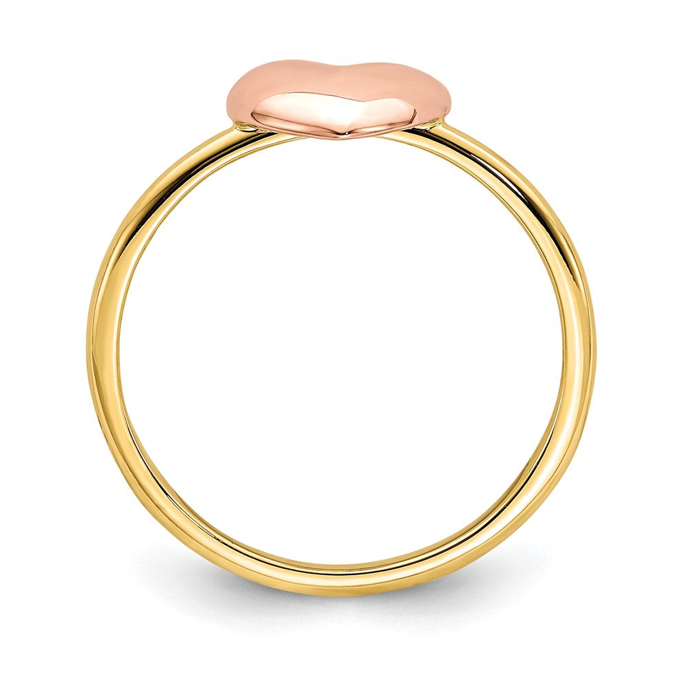14K Bicolor Gold Poliert Herz-Ring