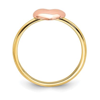 14K Bicolor Gold Poliert Herz-Ring