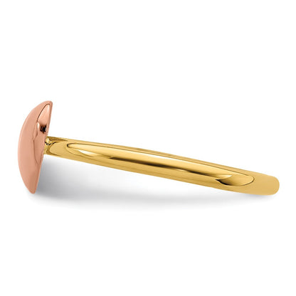 14K Bicolor Gold Poliert Herz-Ring