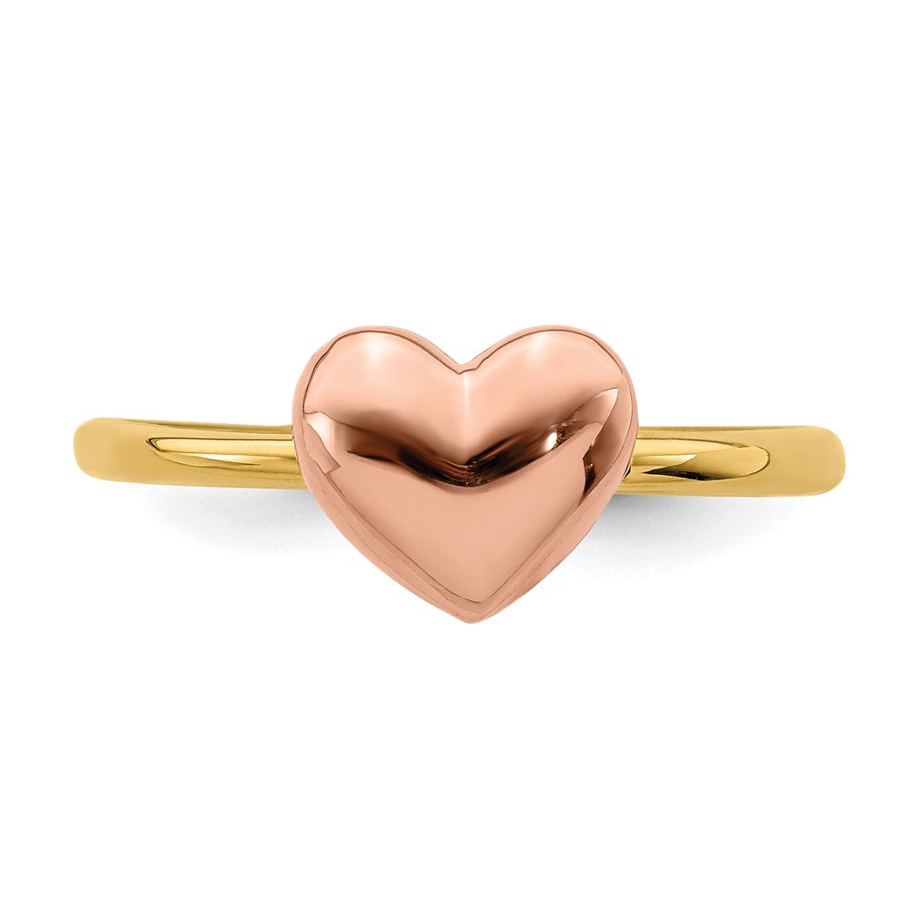 14K Bicolor Gold Poliert Herz-Ring