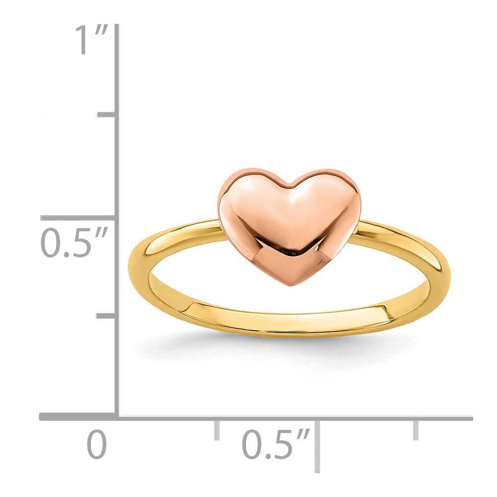 14K Bicolor Gold Poliert Herz-Ring