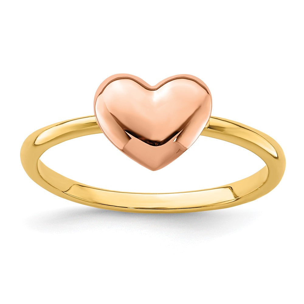 14K Bicolor Gold Poliert Herz-Ring