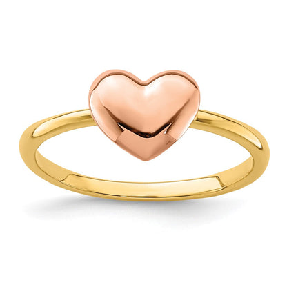 14K Bicolor Gold Poliert Herz-Ring