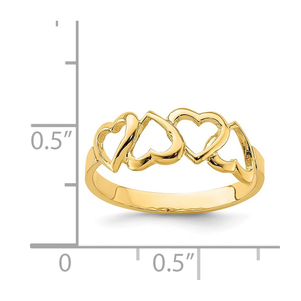 14K Gelbgold polierter Herz-Ring