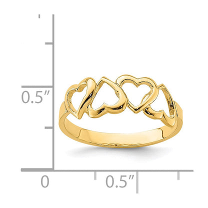 14K Gelbgold polierter Herz-Ring