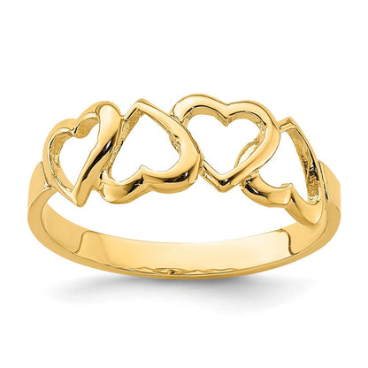 14K Gelbgold polierter Herz-Ring