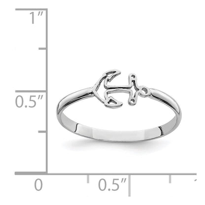 14K Weißgold Ankerring poliert