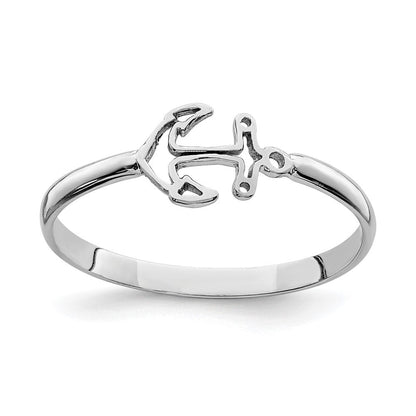 14K Weißgold Ankerring poliert