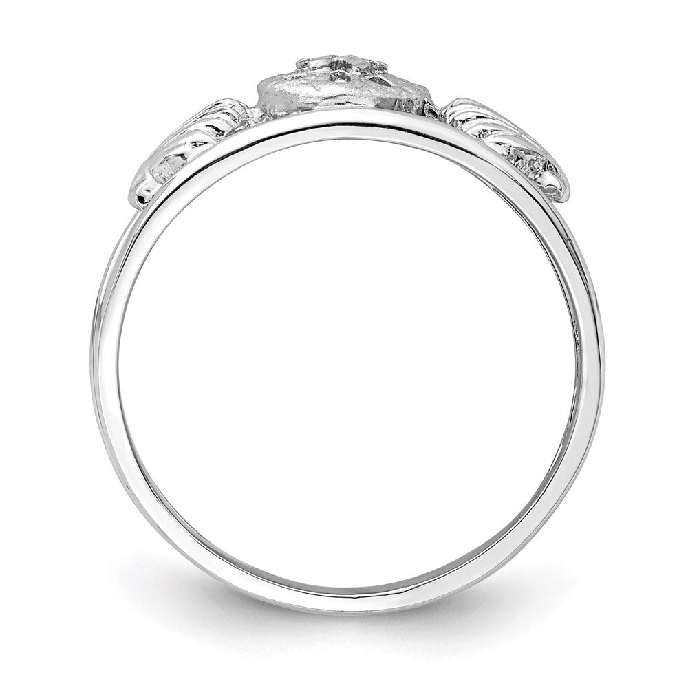 14K Weißgold Ring mit gebürsteter und polierter Meereswelt-Motiv-Gestaltung