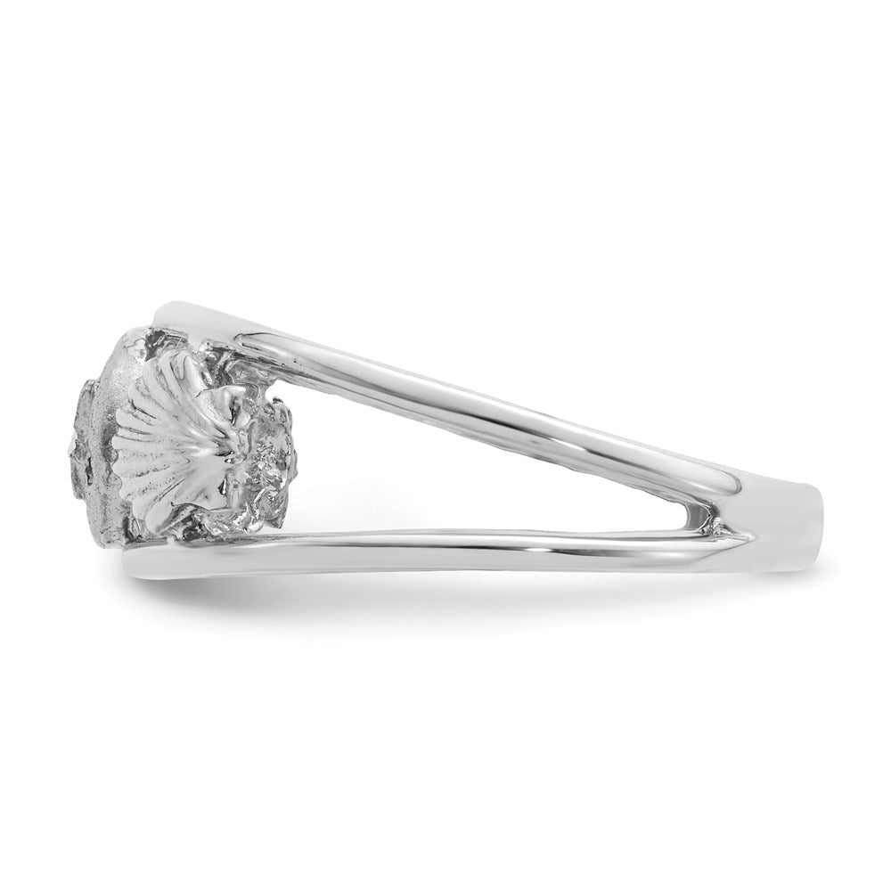 14K Weißgold Ring mit gebürsteter und polierter Meereswelt-Motiv-Gestaltung