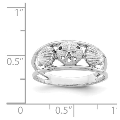 14K Weißgold Ring mit gebürsteter und polierter Meereswelt-Motiv-Gestaltung