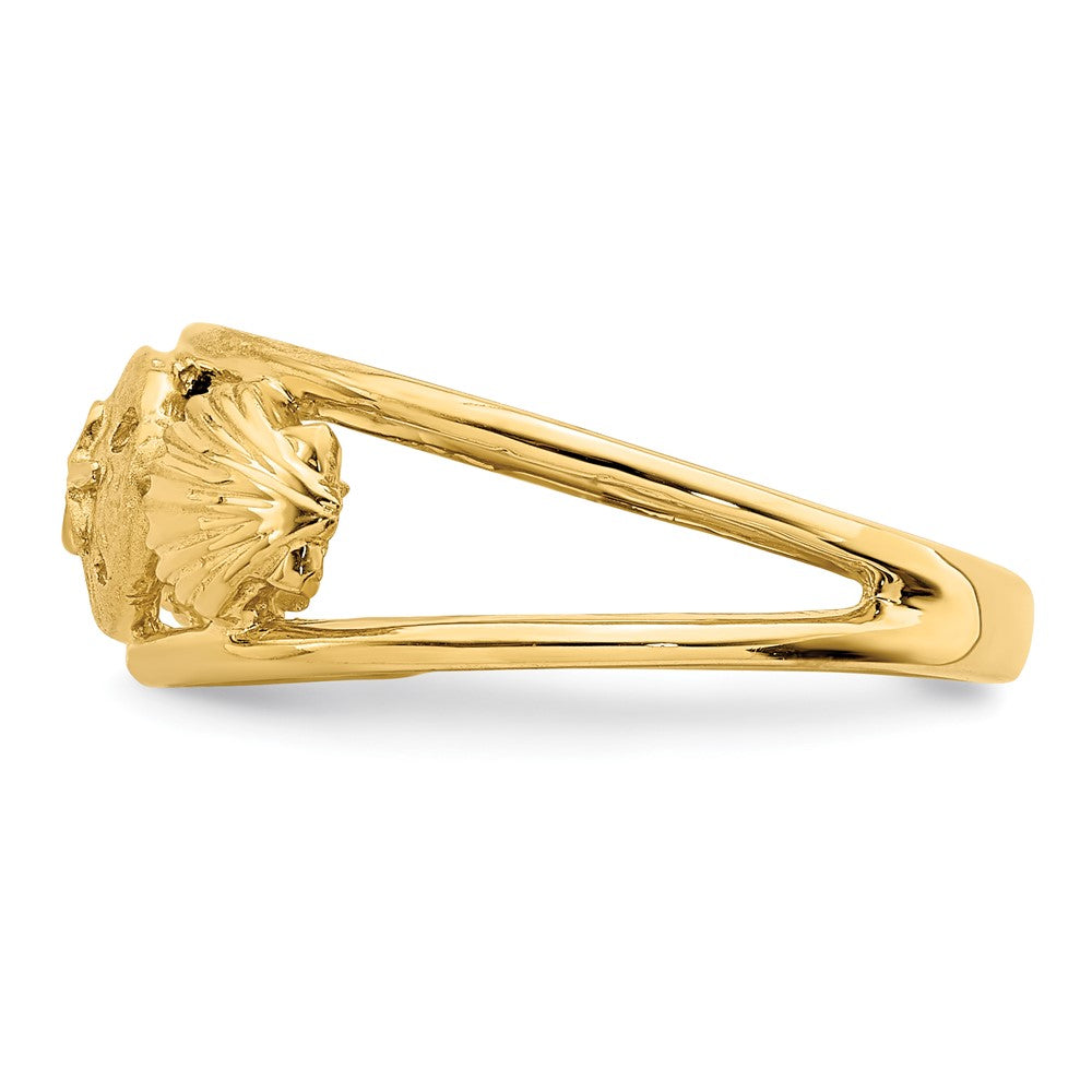 14K Gelbgold Ring mit gebürsteter und polierter Meereswelt-Optik