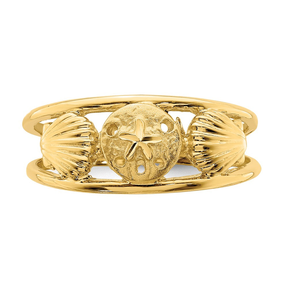 14K Gelbgold Ring mit gebürsteter und polierter Meereswelt-Optik