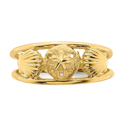 14K Gelbgold Ring mit gebürsteter und polierter Meereswelt-Optik