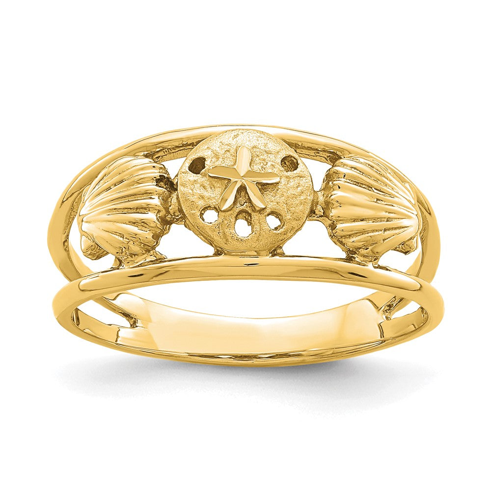 14K Gelbgold Ring mit gebürsteter und polierter Meereswelt-Optik