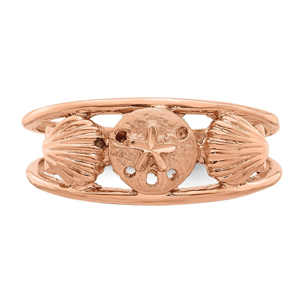 14K Roségold Robbenmotiv-Ring, gebürstet & poliert