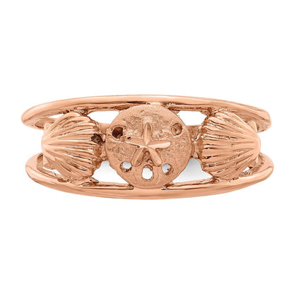 14K Roségold Robbenmotiv-Ring, gebürstet & poliert