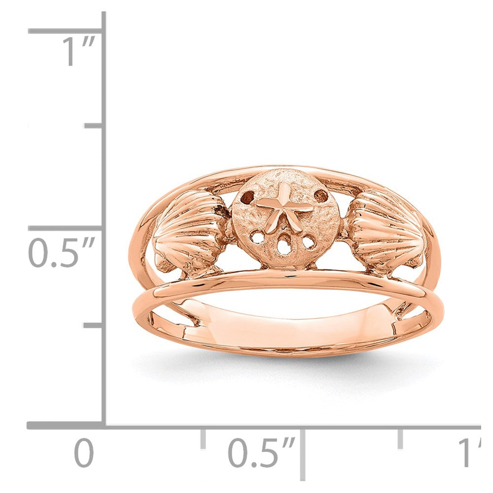 14K Roségold Robbenmotiv-Ring, gebürstet & poliert