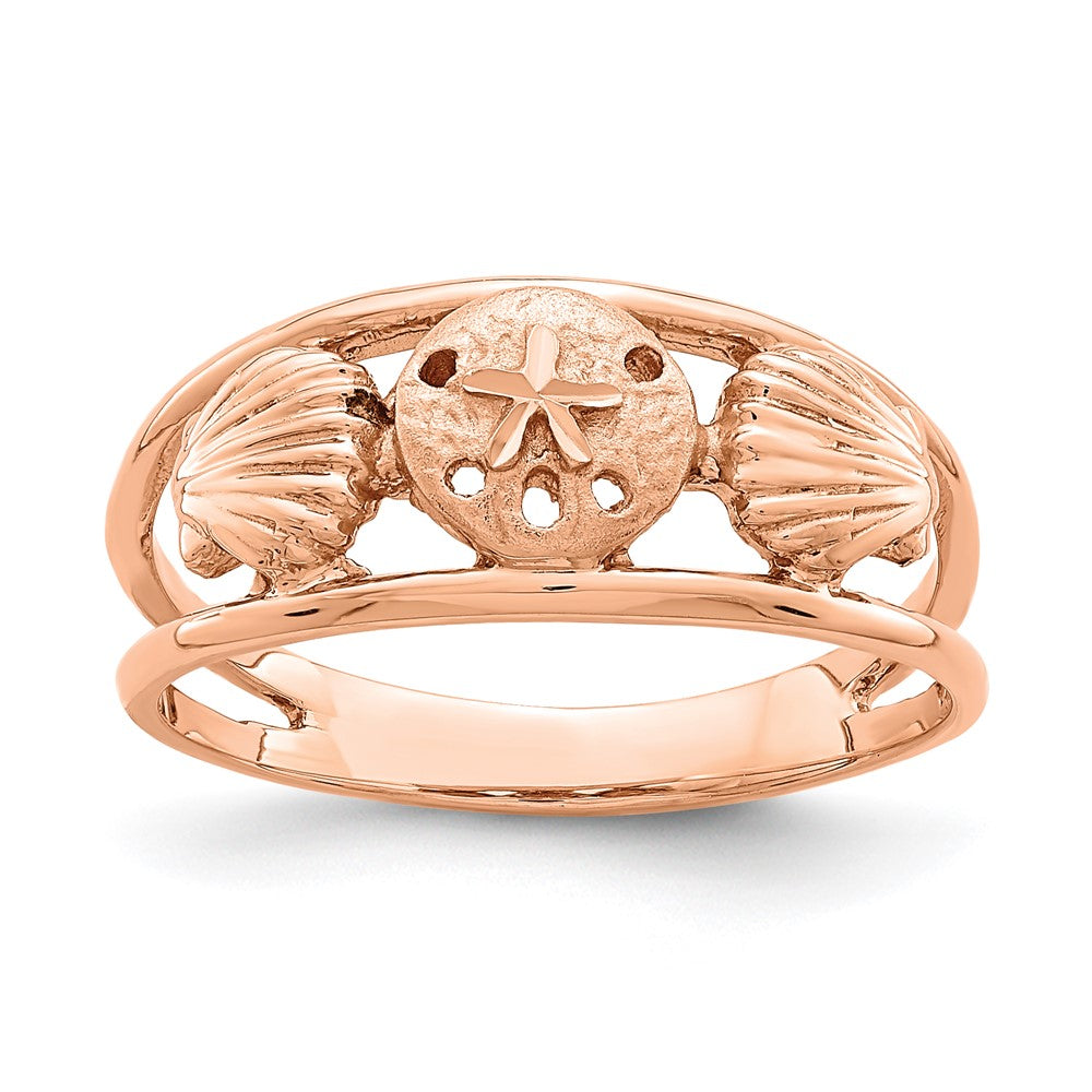 14K Roségold Robbenmotiv-Ring, gebürstet & poliert