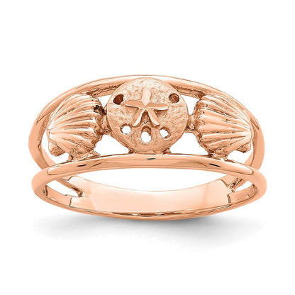 14K Roségold Robbenmotiv-Ring, gebürstet & poliert