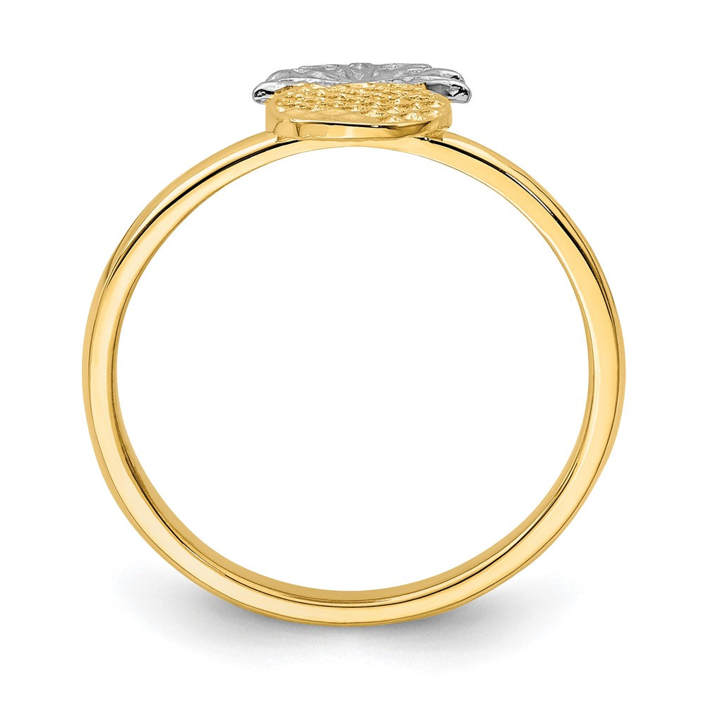 14K Gelbgold und Weißrhodium Polierter Ananas-Ring